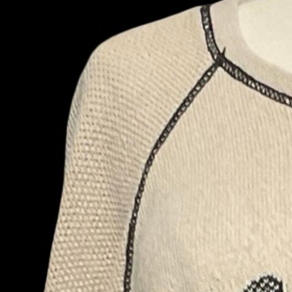 Beige/Black Knit Sweater w/ Paw Print Graphic - Picture 5 of 5